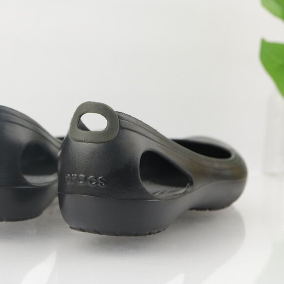 CROCS Womens Kadee Ballet Flat Size 10 Black Slip On Shoe Casual Comfy Beach - Picture 6 of 14